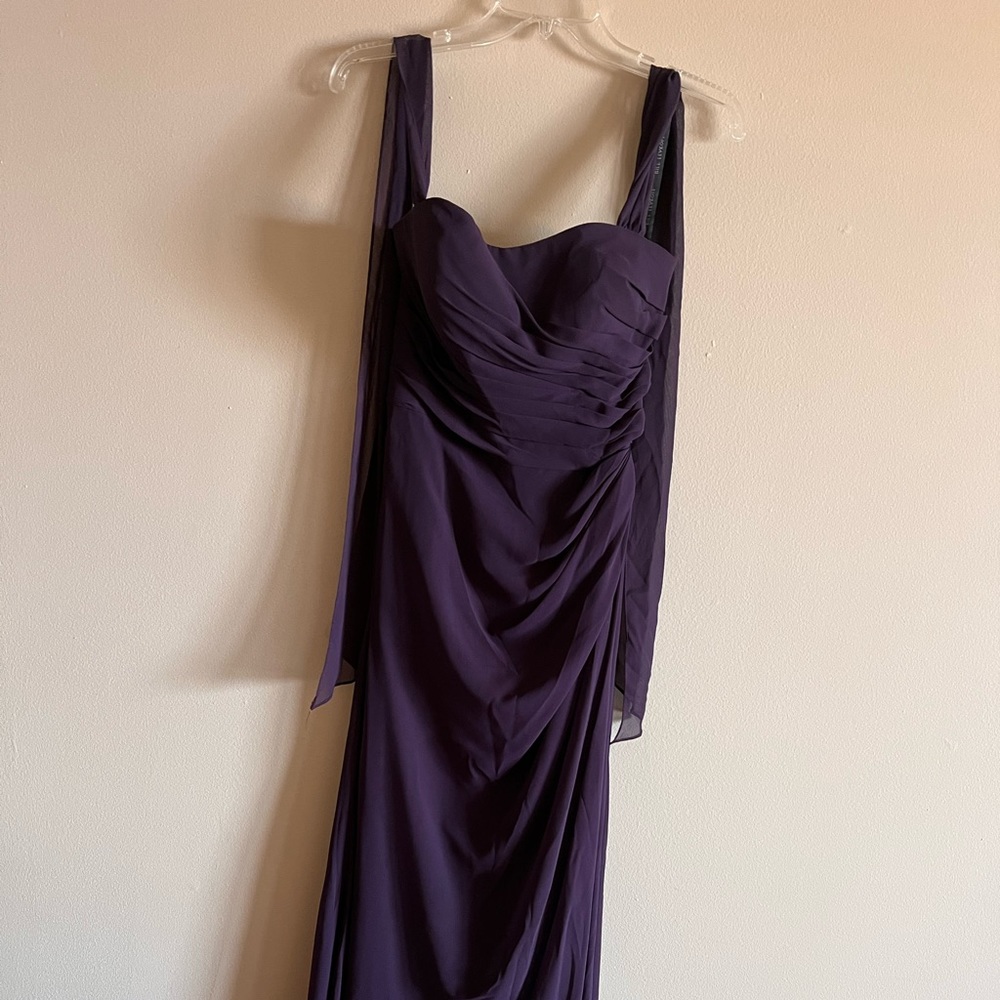 Floor length halter bridesmaid dress